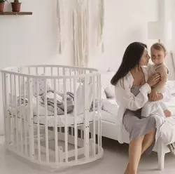 Ліжко дитяче овальне 8 в 1 Кузя Smart Bed колеса+маятник+матрац КПК біле Ліжко дитяче овальне 8 в 1 Кузя Smart Bed колеса+маятник+матрац КПК біле