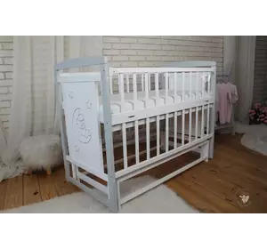 Ліжко дитяче Baby Comfort TEDDY біло-сіра з маятником